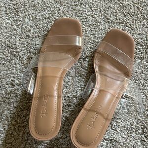Tan and Cream Minimalist Slide Sandals